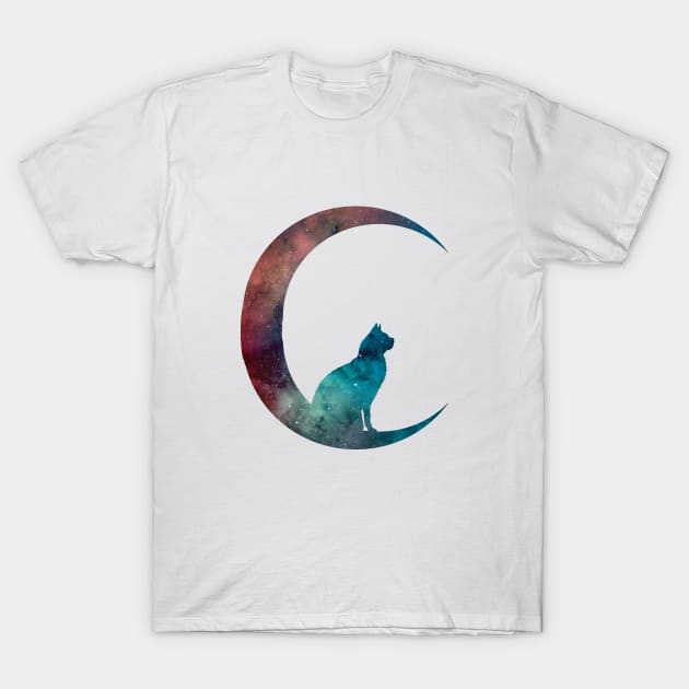 Cat Sitting On The Moon T-Shirt by TheJollyMarten